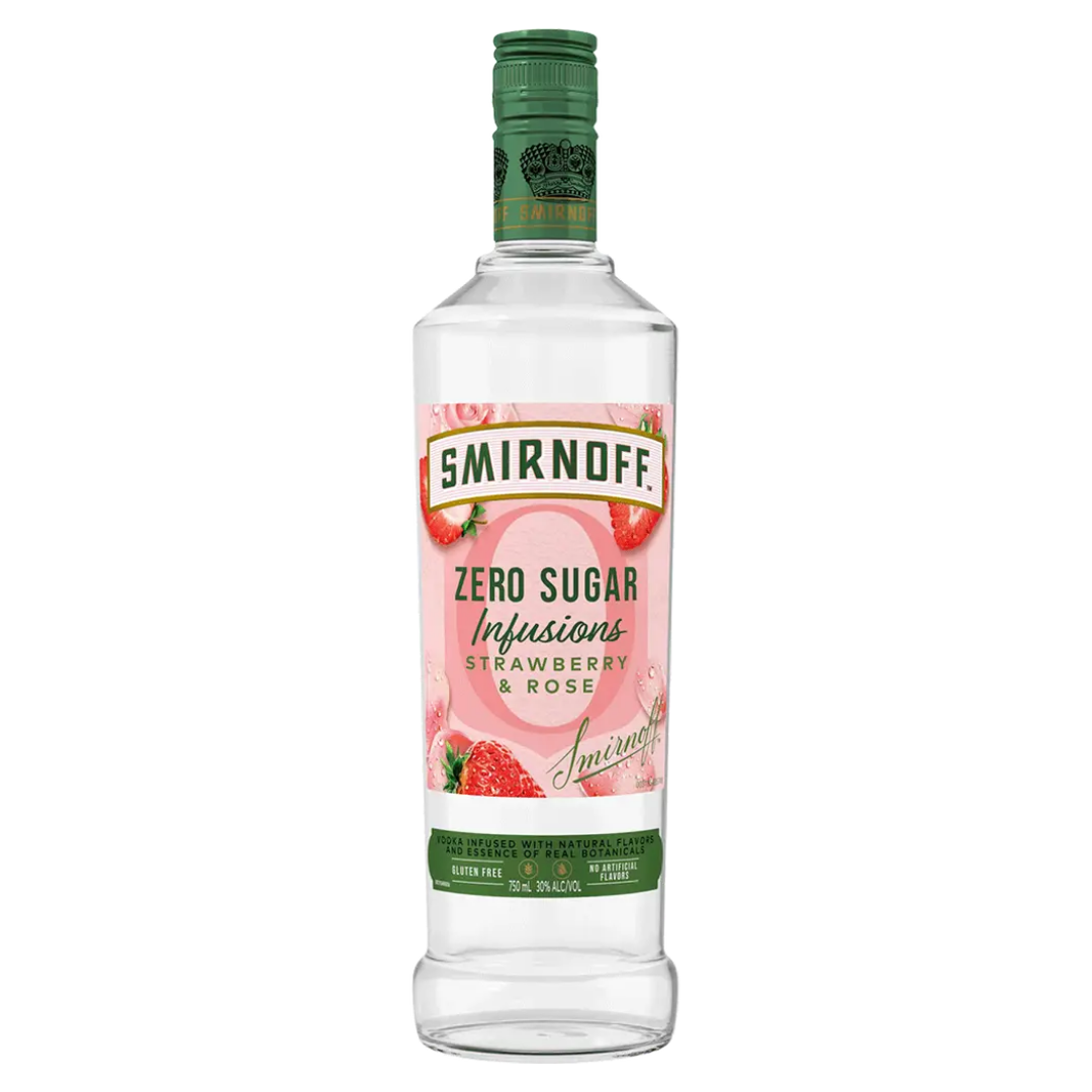 Smirnoff Zero Sugar Infusions Strawberry & Rose Vodka 750ml